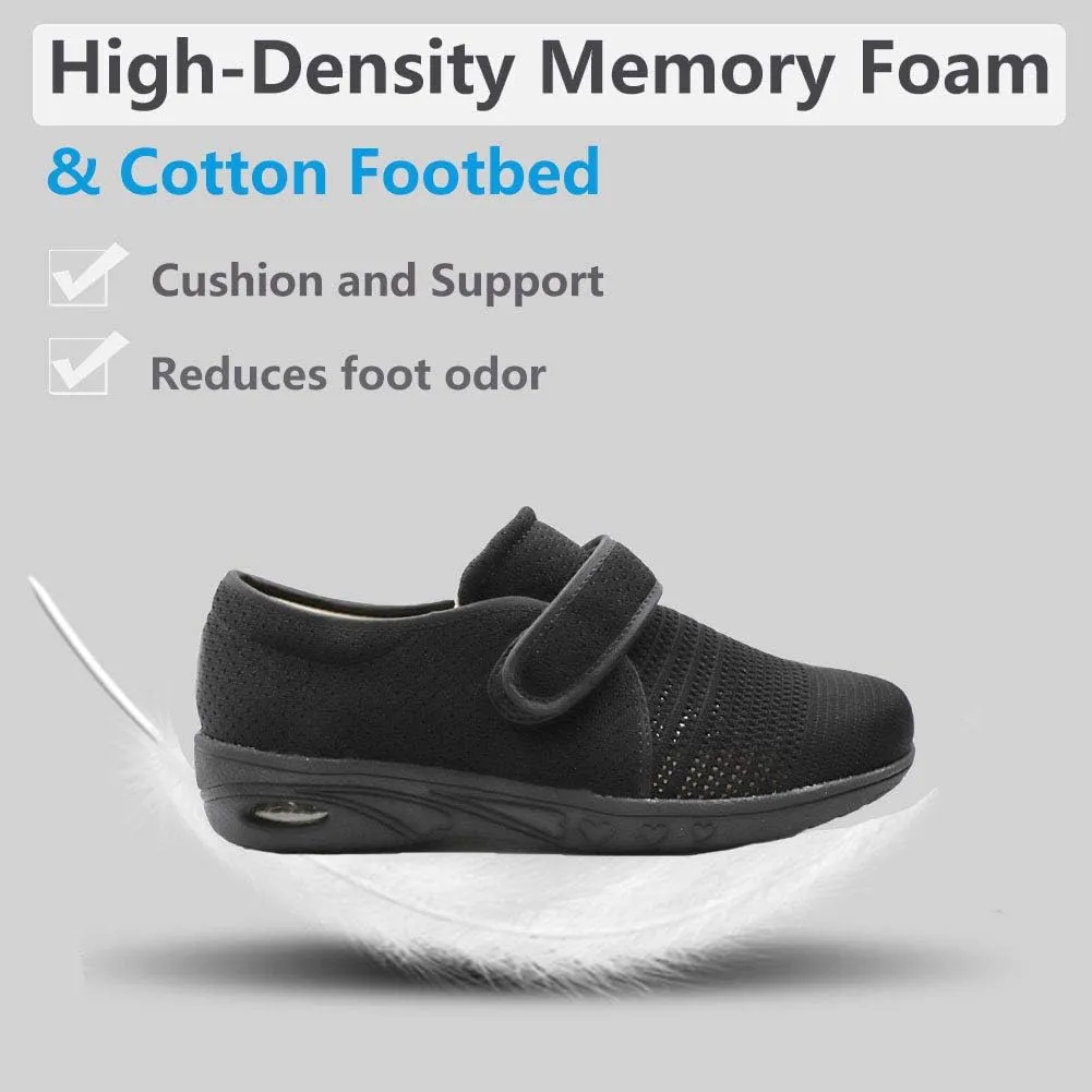 Womens Edema Diabetic Shoes with Arch Support,Extra Wide Breathable Lightweight Walking Sneakers Air Cushion Sole for Swollen Feet, Plantar Fasciitis