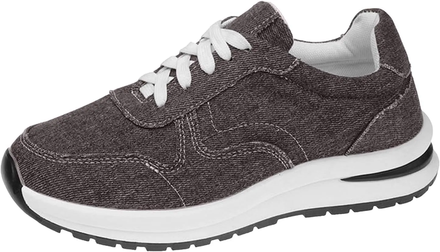 Women's Fashion Sneakers Thick Sole Casual Walking Shoes Comfy Slip On Lace Up Athletic Shoes for Women