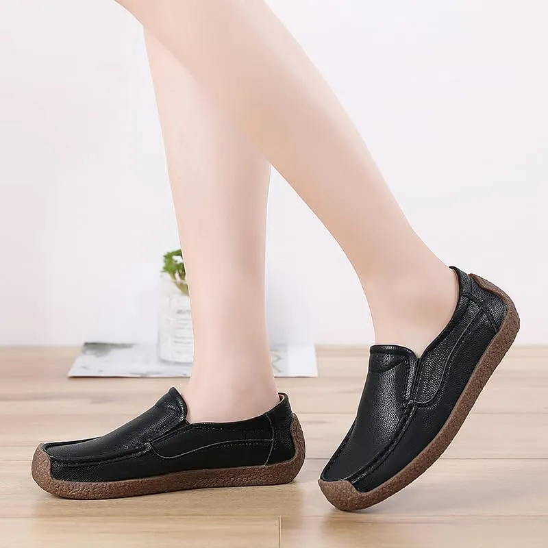 Women's Flat Loafers, Non-Slip Ultra-Light Women's Casual Shoes Breathable Comfortable Women's Boat Shoes Suitable for Walking, Driving