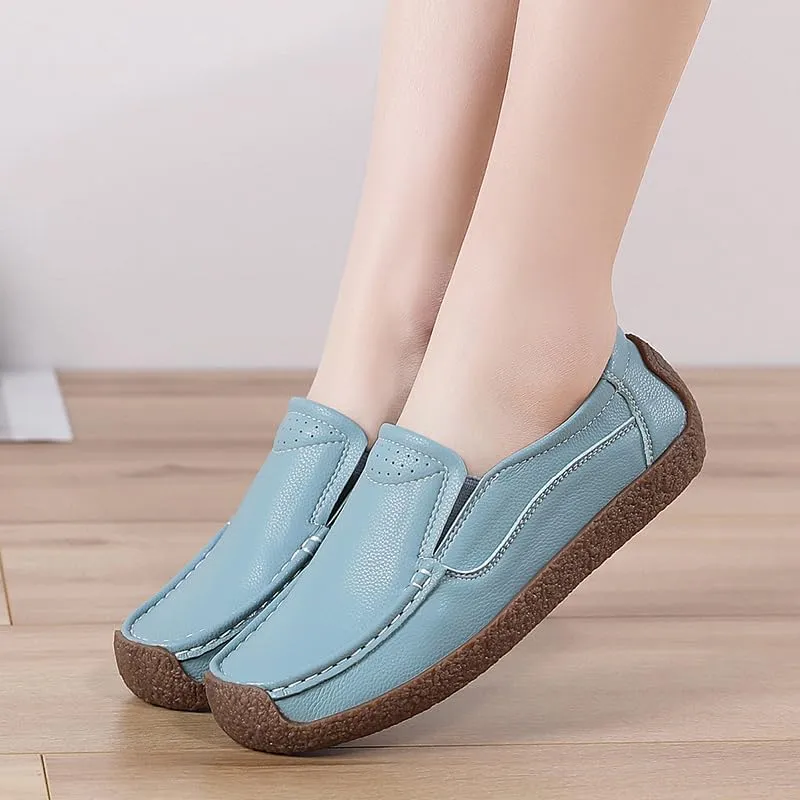 Women's Flat Loafers, Non-Slip Ultra-Light Women's Casual Shoes Breathable Comfortable Women's Boat Shoes Suitable for Walking, Driving