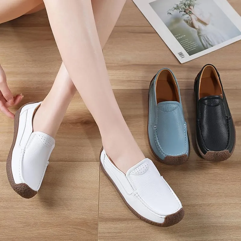 Women's Flat Loafers, Non-Slip Ultra-Light Women's Casual Shoes Breathable Comfortable Women's Boat Shoes Suitable for Walking, Driving