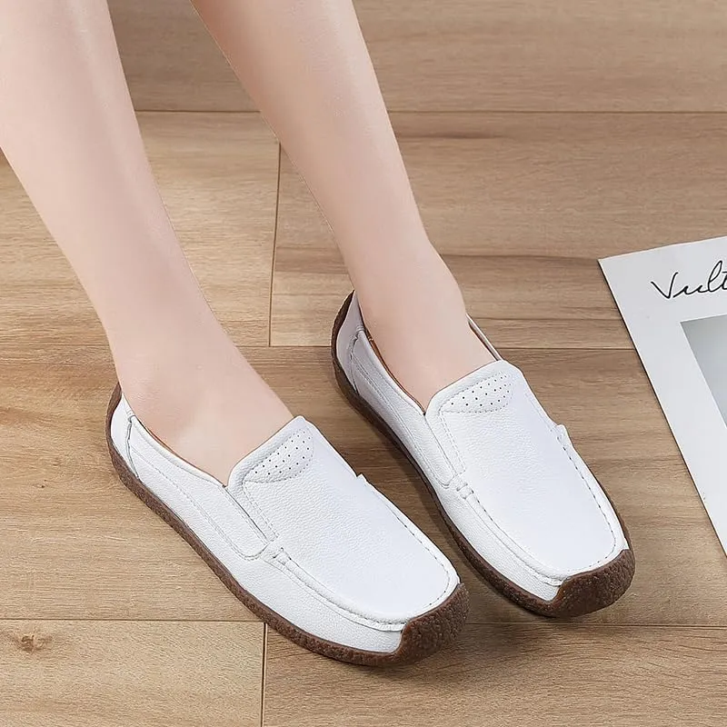 Women's Flat Loafers, Non-Slip Ultra-Light Women's Casual Shoes Breathable Comfortable Women's Boat Shoes Suitable for Walking, Driving