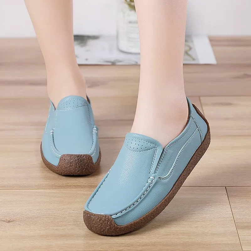Women's Flat Loafers, Non-Slip Ultra-Light Women's Casual Shoes Breathable Comfortable Women's Boat Shoes Suitable for Walking, Driving