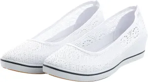 Women's Flat Shoes Loafer Casual Boat Loafers Shoes for Women Square Toe Comfortable Office Work Shoes
