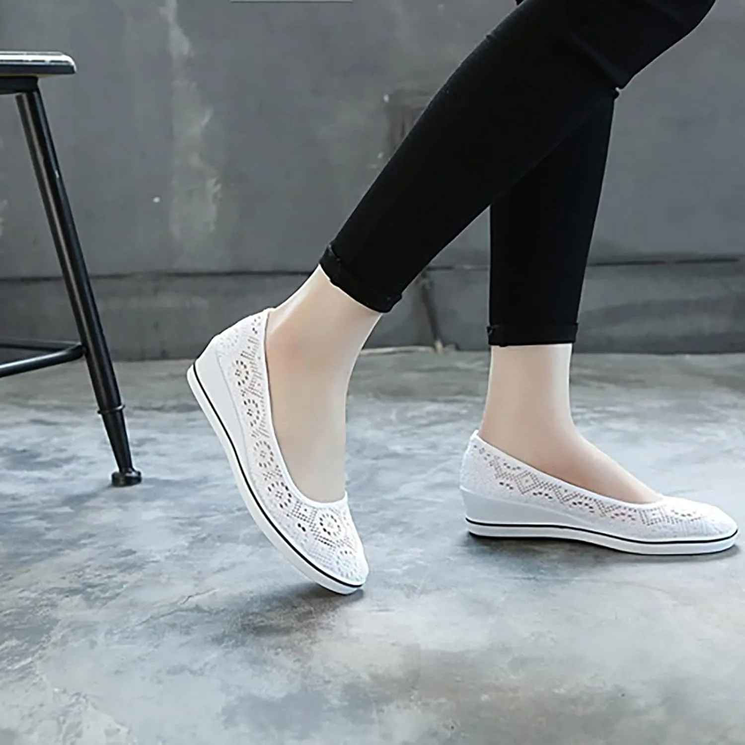 Women's Flat Shoes Loafer Casual Boat Loafers Shoes for Women Square Toe Comfortable Office Work Shoes