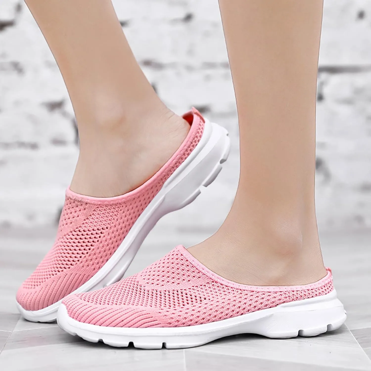 Women's L𝐨w Heel Casual Shoes Mesh Breathable Comfortable Flying Woven Orthopedic Sneaker Wide Width Work Shoes