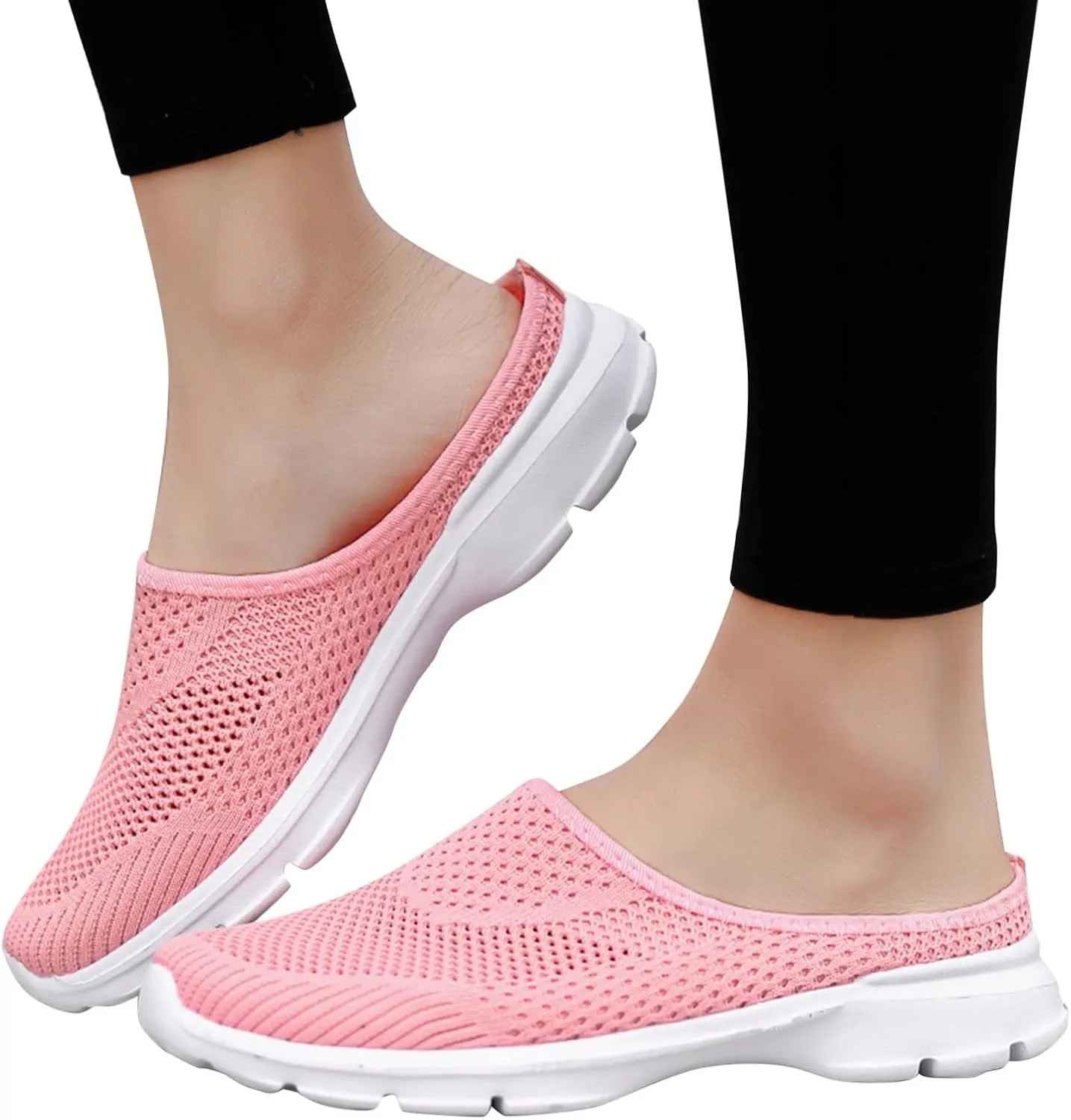 Women's L𝐨w Heel Casual Shoes Mesh Breathable Comfortable Flying Woven Orthopedic Sneaker Wide Width Work Shoes
