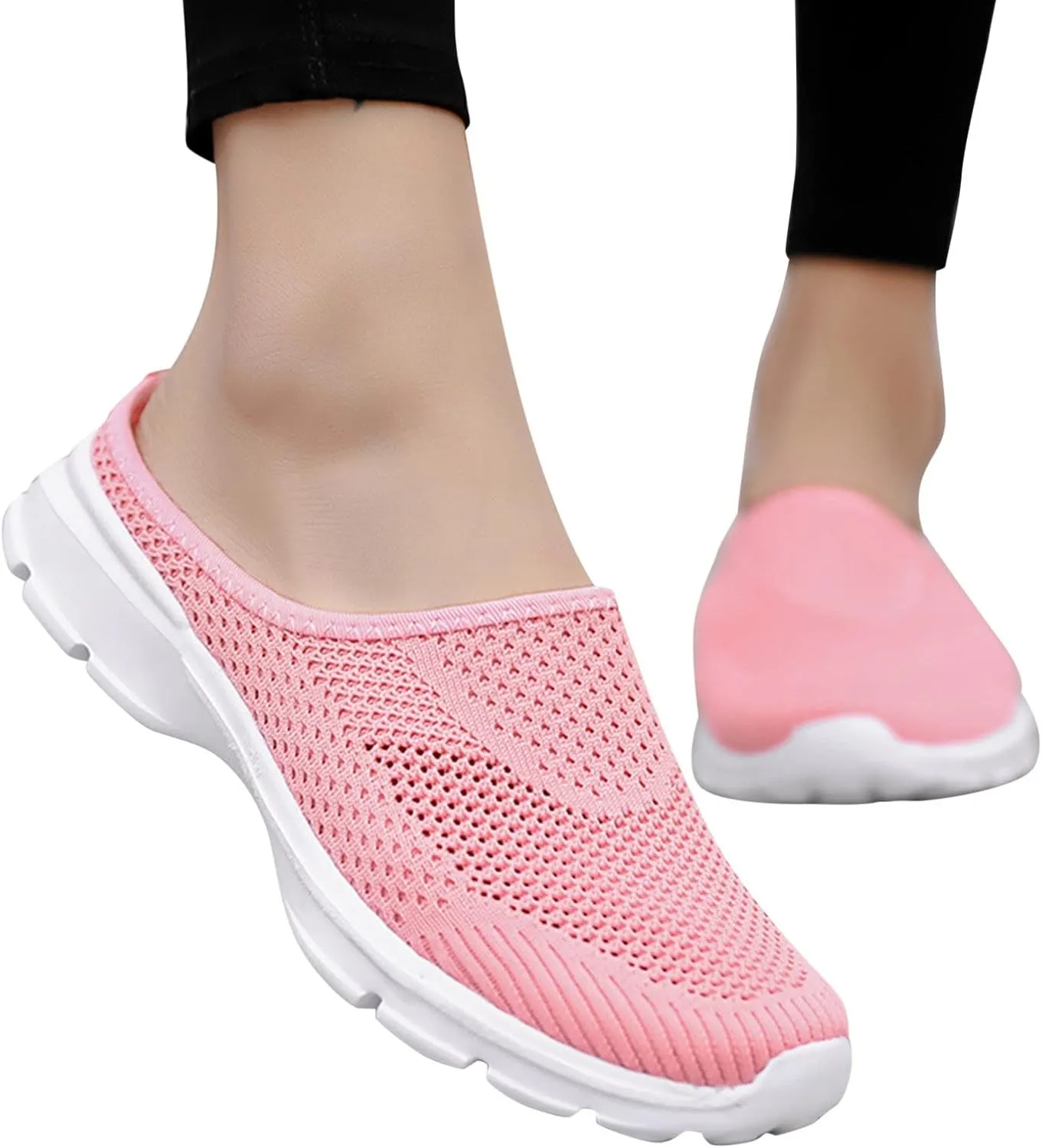 Women's L𝐨w Heel Casual Shoes Mesh Breathable Comfortable Flying Woven Orthopedic Sneaker Wide Width Work Shoes