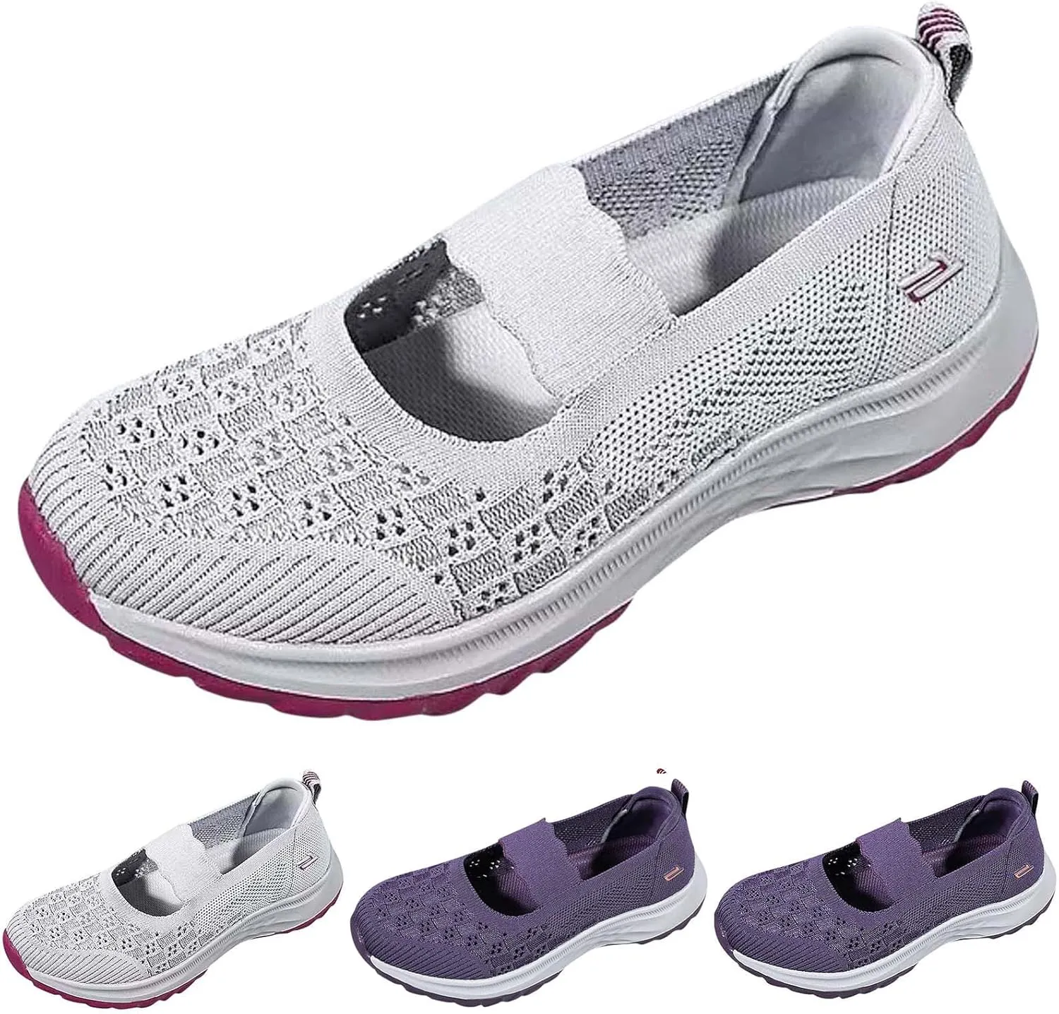 Women's Mesh Sneaker Comfortable Breathable Lightweight Casual Sneaker Summer Slip On Walking Shoes Wide Width Running Shoes