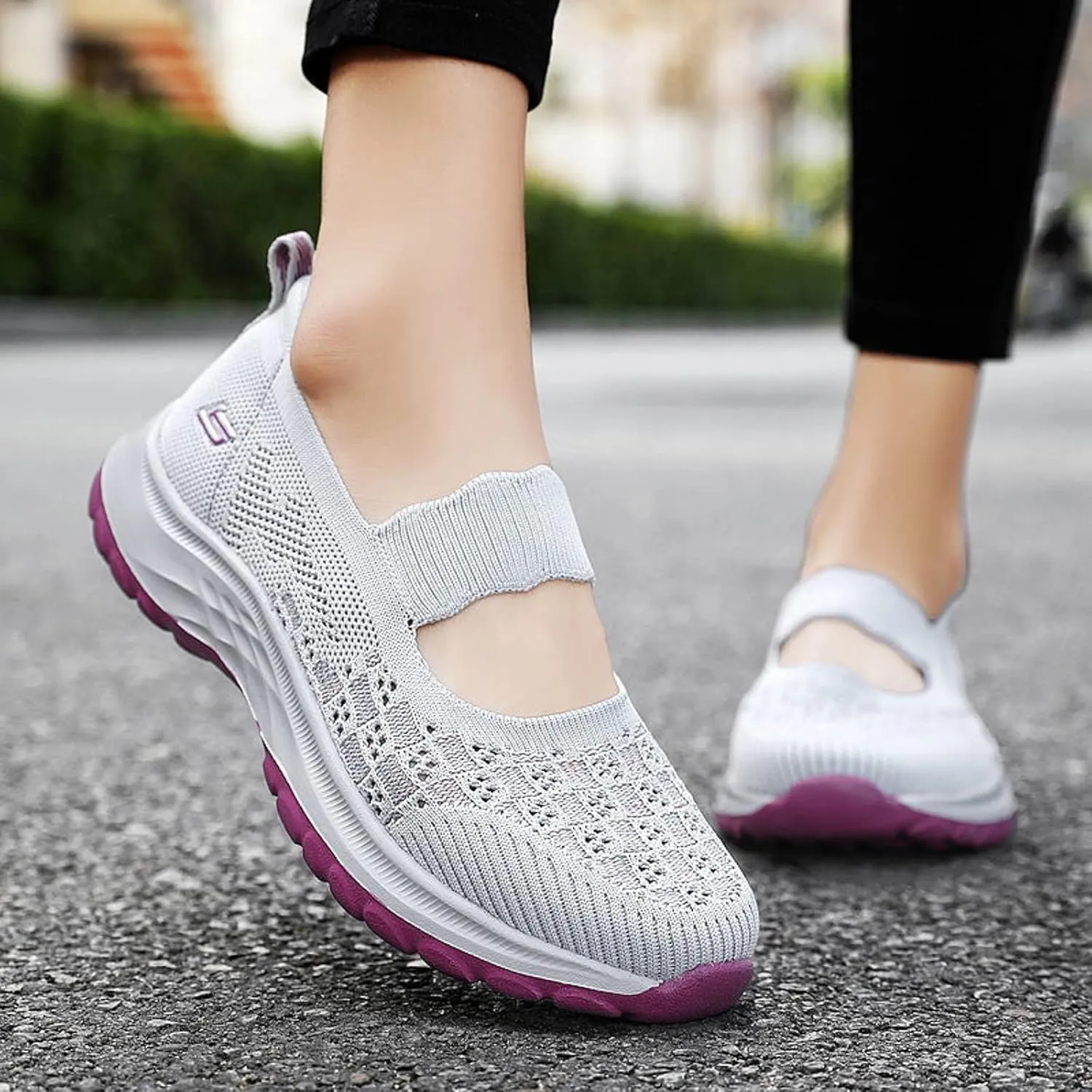 Women's Mesh Sneaker Comfortable Breathable Lightweight Casual Sneaker Summer Slip On Walking Shoes Wide Width Running Shoes