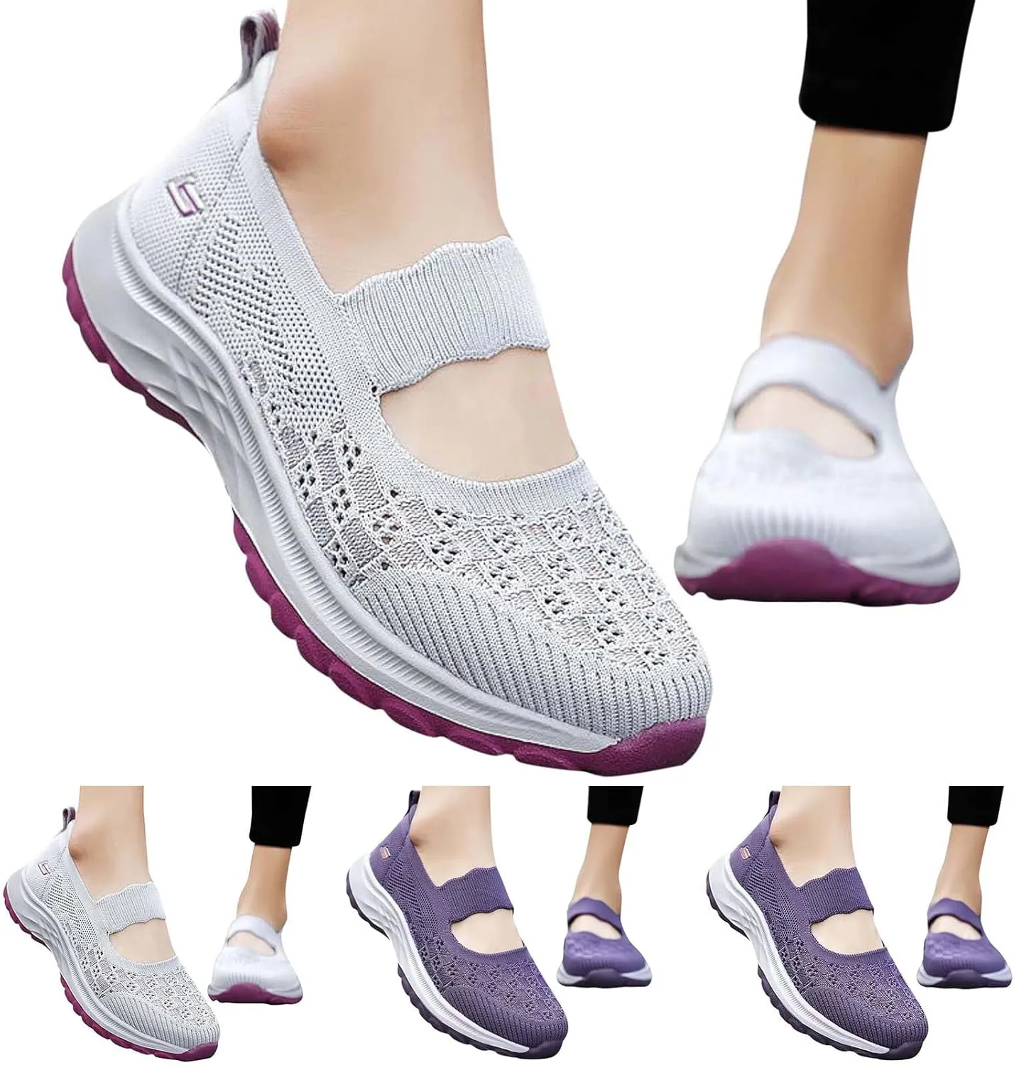 Women's Mesh Sneaker Comfortable Breathable Lightweight Casual Sneaker Wide Width Running Shoes Summer Slip On Walking Shoes