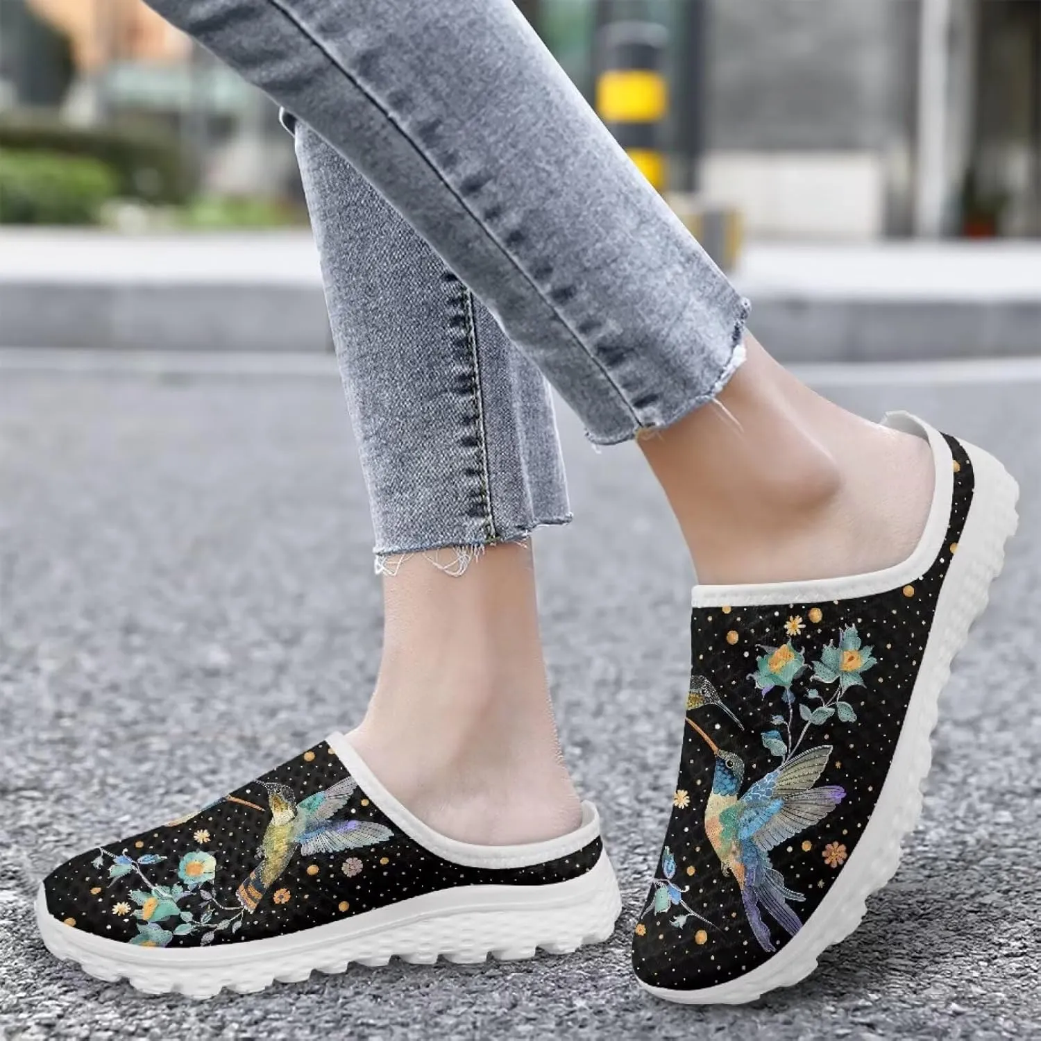 Womens Mules & Clogs Garden Shoes Backless Sneakers - Non-Slip Summer Mesh Slippers Non-Slip Outdoor Walking Shoes