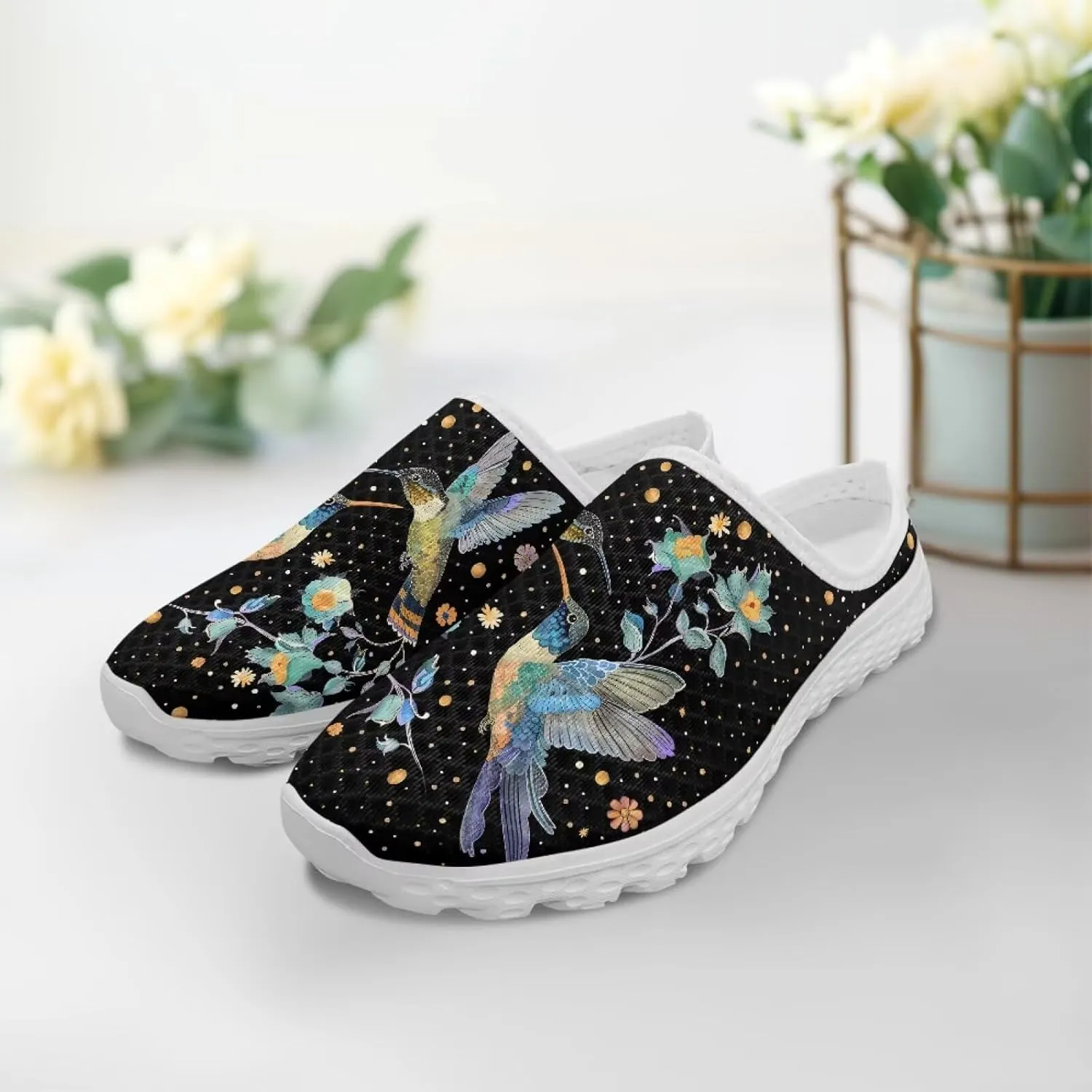Womens Mules & Clogs Garden Shoes Backless Sneakers - Non-Slip Summer Mesh Slippers Non-Slip Outdoor Walking Shoes