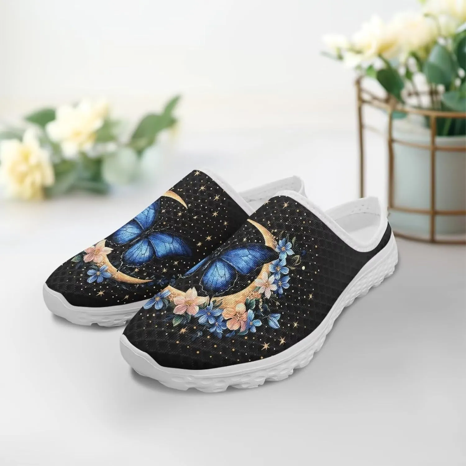 Womens Mules & Clogs Garden Shoes Backless Sneakers - Non-Slip Summer Mesh Slippers Non-Slip Outdoor Walking Shoes