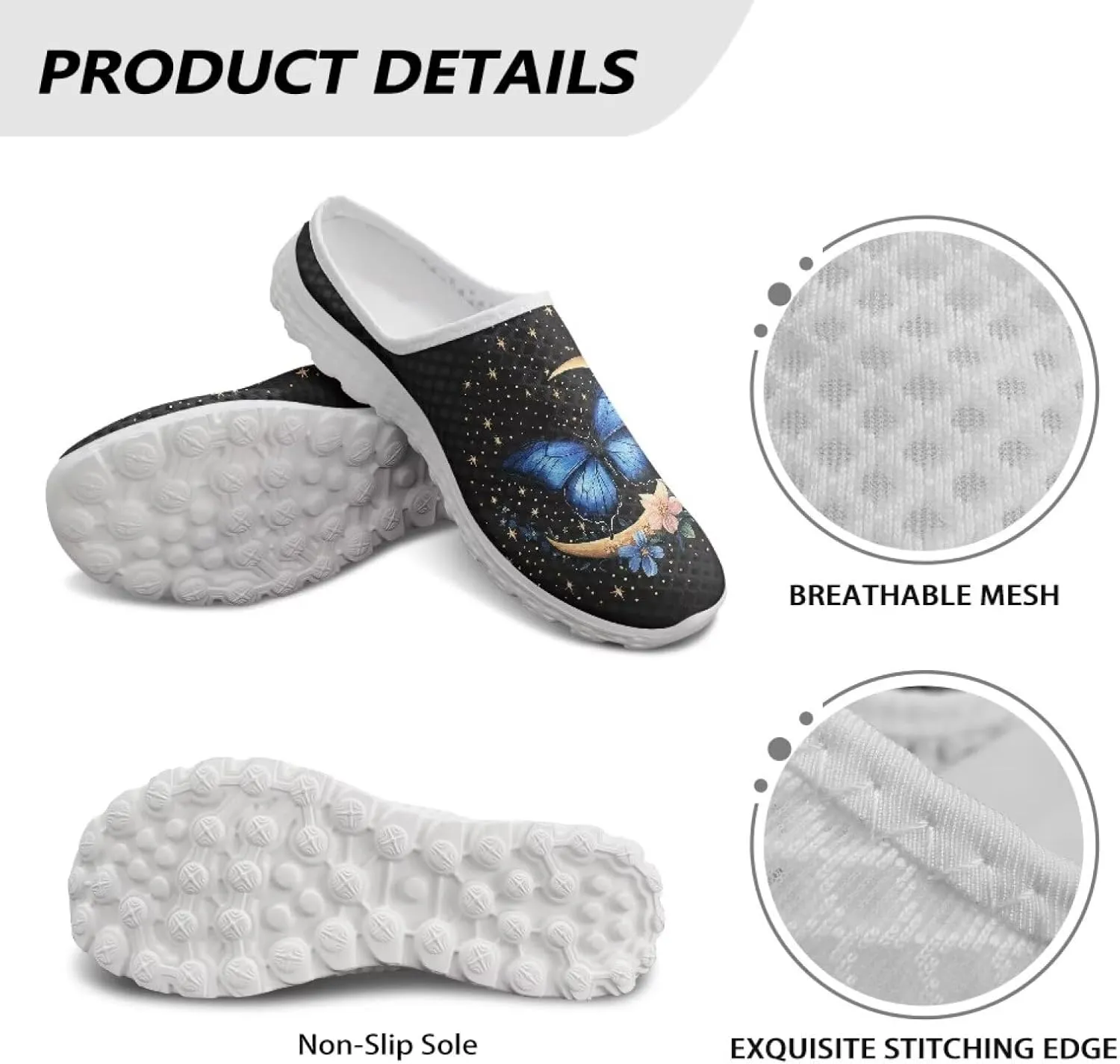 Womens Mules & Clogs Garden Shoes Backless Sneakers - Non-Slip Summer Mesh Slippers Non-Slip Outdoor Walking Shoes