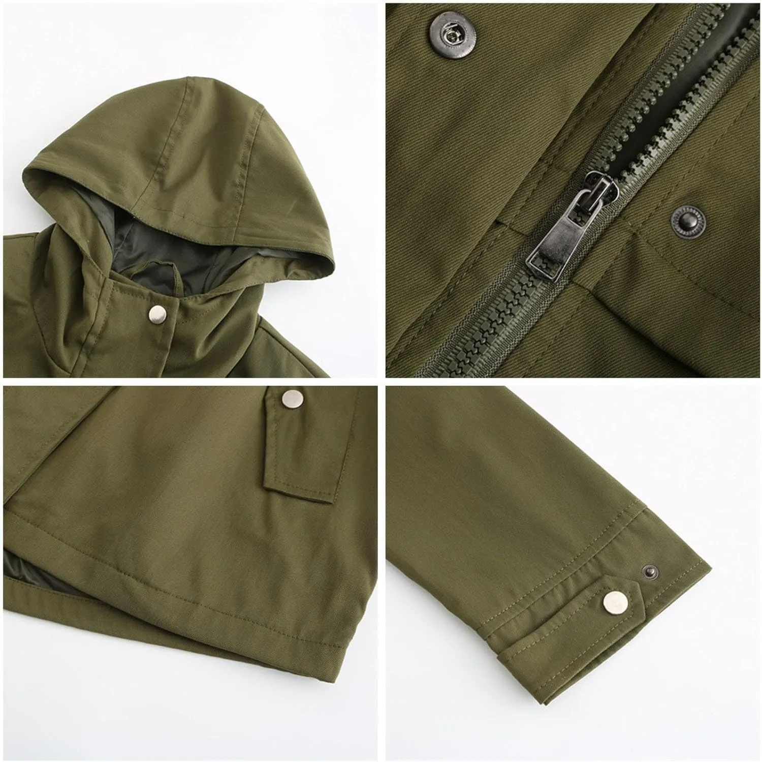 Women's Outdoor Hooded Waterproof mid-Length Raincoat Long-Sleeved Waist Windbreaker Long-Sleeved Zipper Jacket