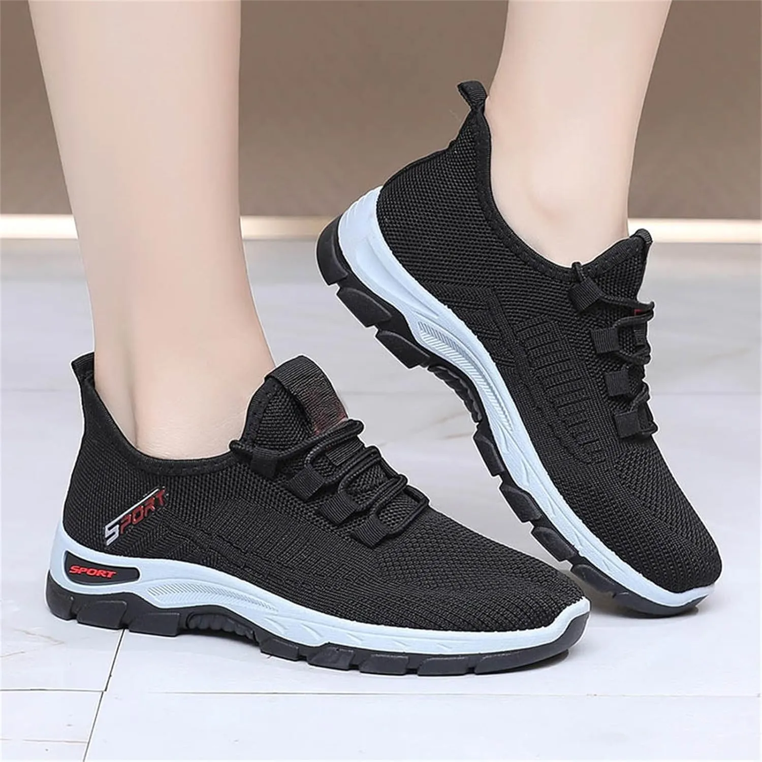 Womens Slip On Sneakers Wide Toe Box Shoes Extra Wide Width Sneakers Air Cushion Road Running Shoes Ultra Light Tennis Gym Workout Training Shoe Breathable Walking Shoe with Arch Support