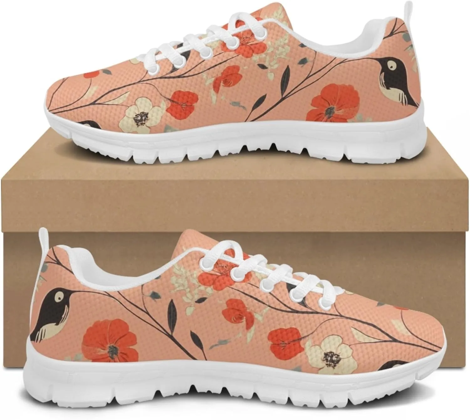 Womens Sports Trainer Shoes Girls Running Causal Travel Sneakers Outdoor Walking Low Heel Lace up Breathable Lightweight Shoe