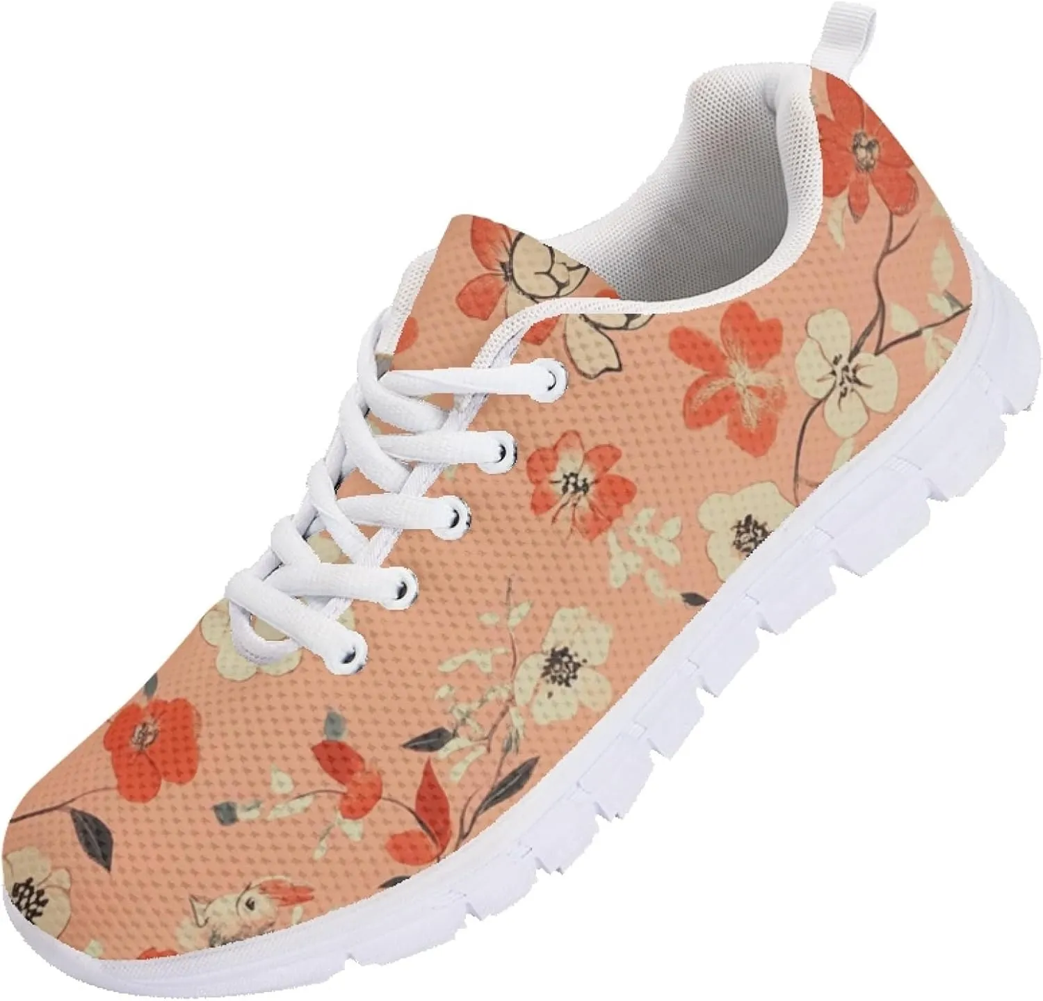 Womens Sports Trainer Shoes Girls Running Causal Travel Sneakers Outdoor Walking Low Heel Lace up Breathable Lightweight Shoe