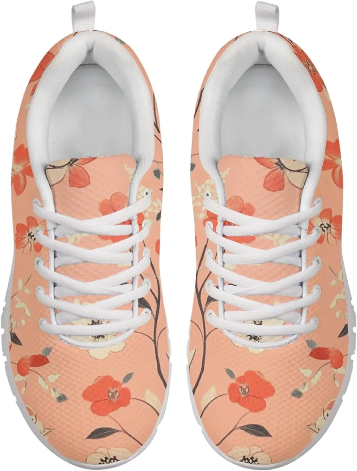 Womens Sports Trainer Shoes Girls Running Causal Travel Sneakers Outdoor Walking Low Heel Lace up Breathable Lightweight Shoe