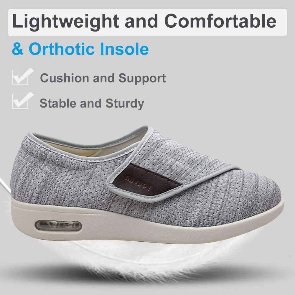 Womens Stylish Diabetic Shoes with Arch Support,Extra Wide Widths Walking Edema Sneakers Adjustable Strap Easy On/Off with 3 Pairs Insoles Replacement for Support Swollen Feet