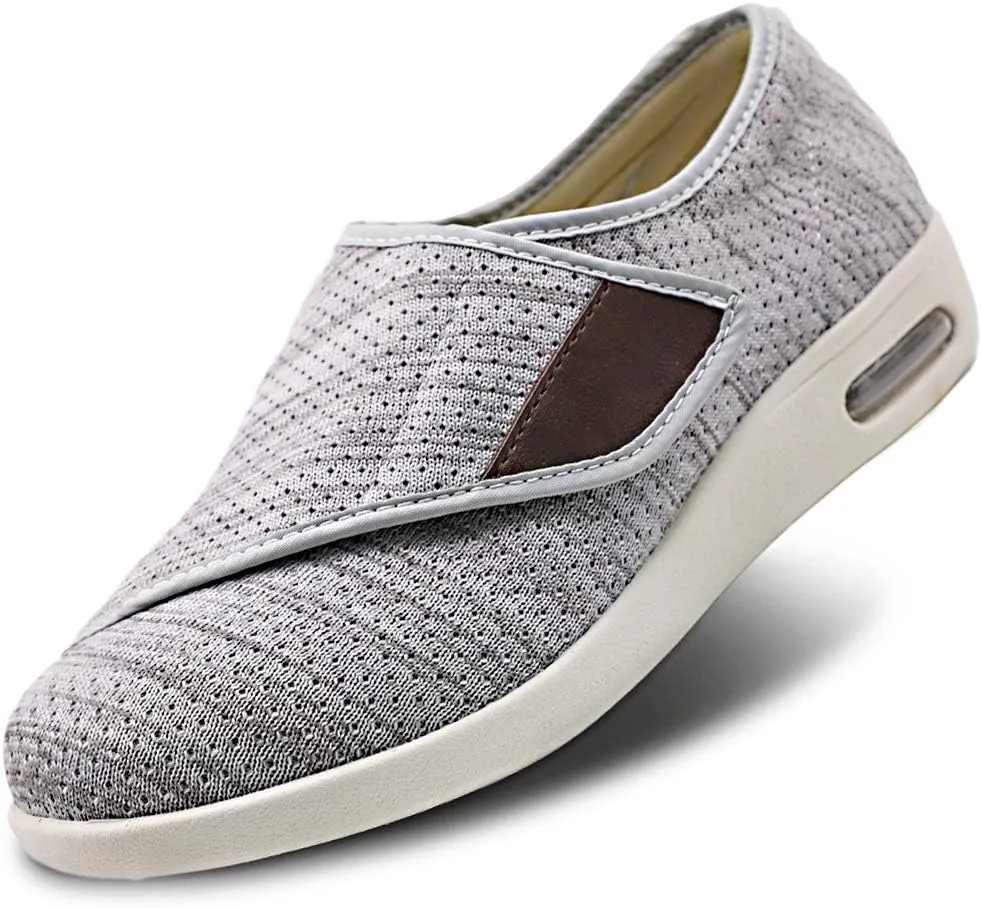Womens Stylish Diabetic Shoes with Arch Support,Extra Wide Widths Walking Edema Sneakers Adjustable Strap Easy On/Off with 3 Pairs Insoles Replacement for Support Swollen Feet