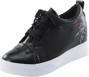 Women's Tennis Shoes PU Leather Platform Comfortable Lace Up Walking Shoes Fashion Athletic Sneakers for Women