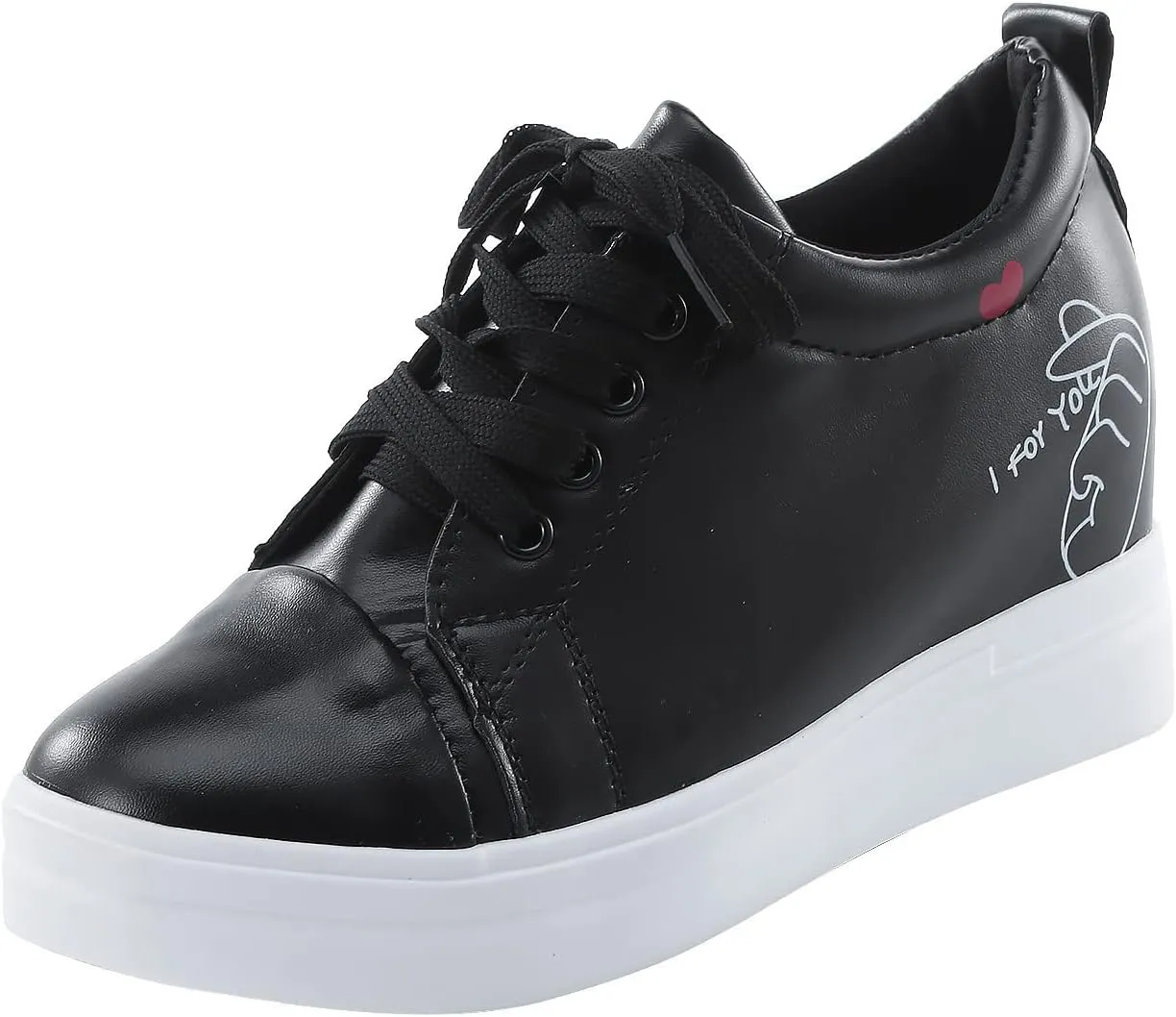 Women's Tennis Shoes PU Leather Platform Comfortable Lace Up Walking Shoes Fashion Athletic Sneakers for Women