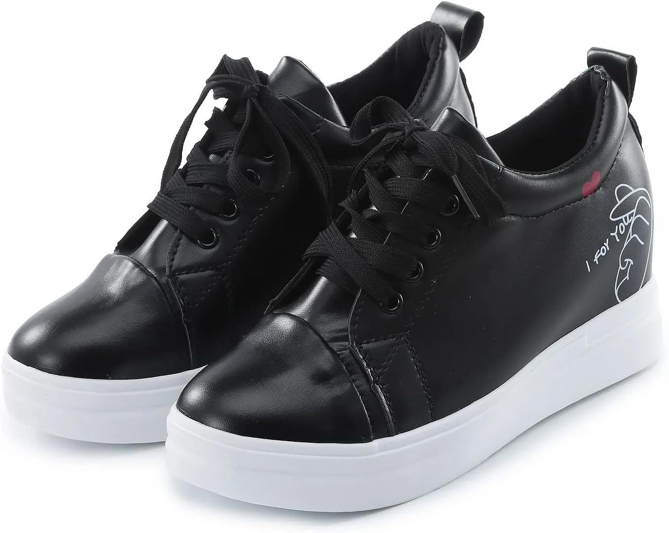 Women's Tennis Shoes PU Leather Platform Comfortable Lace Up Walking Shoes Fashion Athletic Sneakers for Women