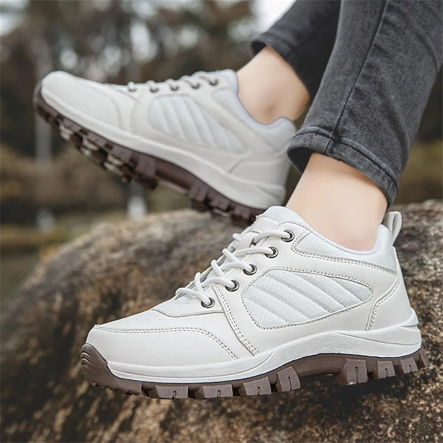 Women's Waterproof Hiking Shoes with Arch Support Climbing Non Slip Casual Sneakers Lace Up Lightweight Breathable Walking Shoes Outdoor