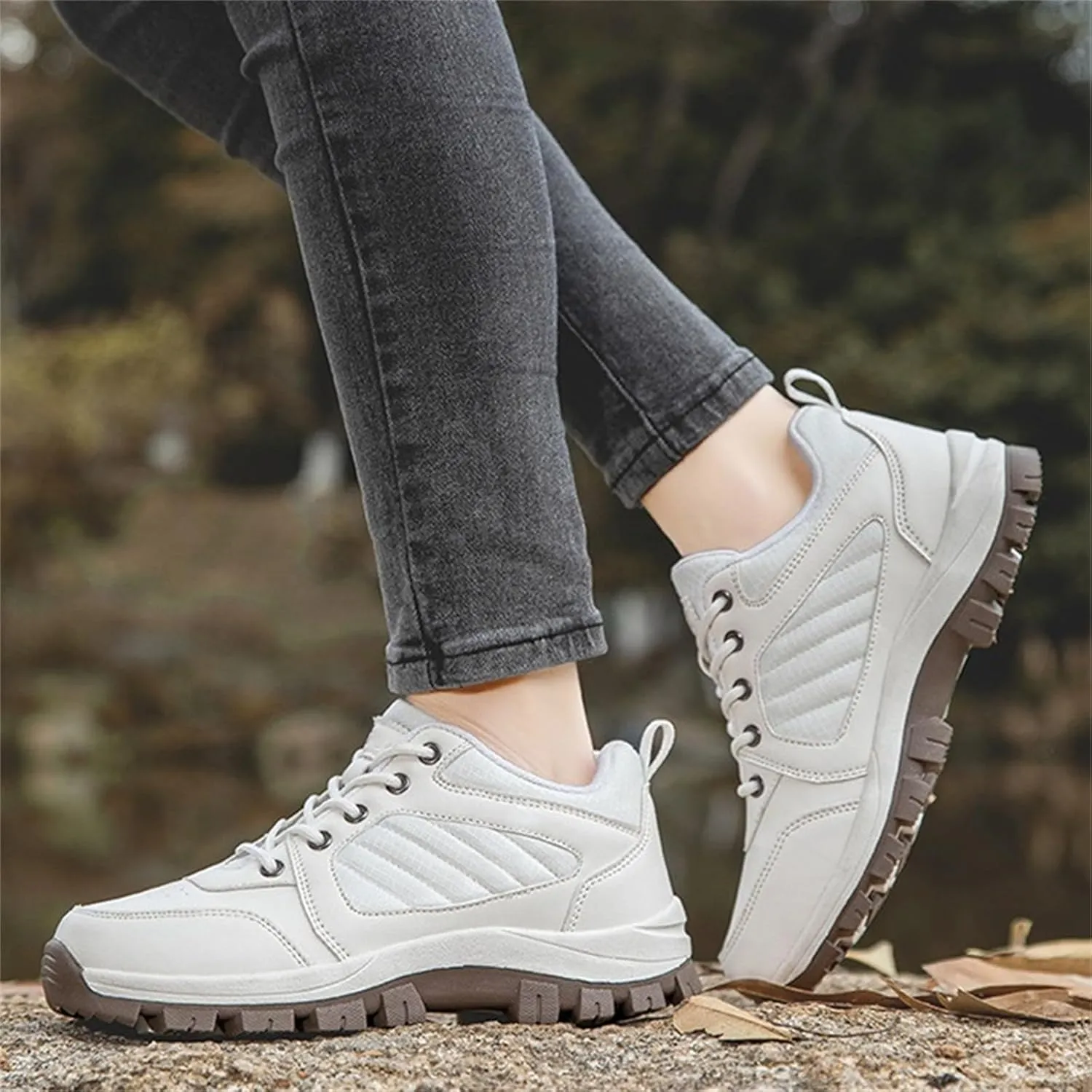 Women's Waterproof Hiking Shoes with Arch Support Climbing Non Slip Casual Sneakers Lace Up Lightweight Breathable Walking Shoes Outdoor