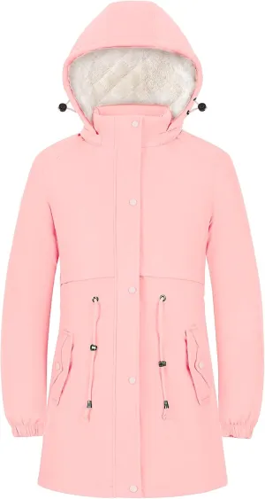 Women's Winter Waterproof Warm Mid-Length Puffer Jacket Parka With Hood