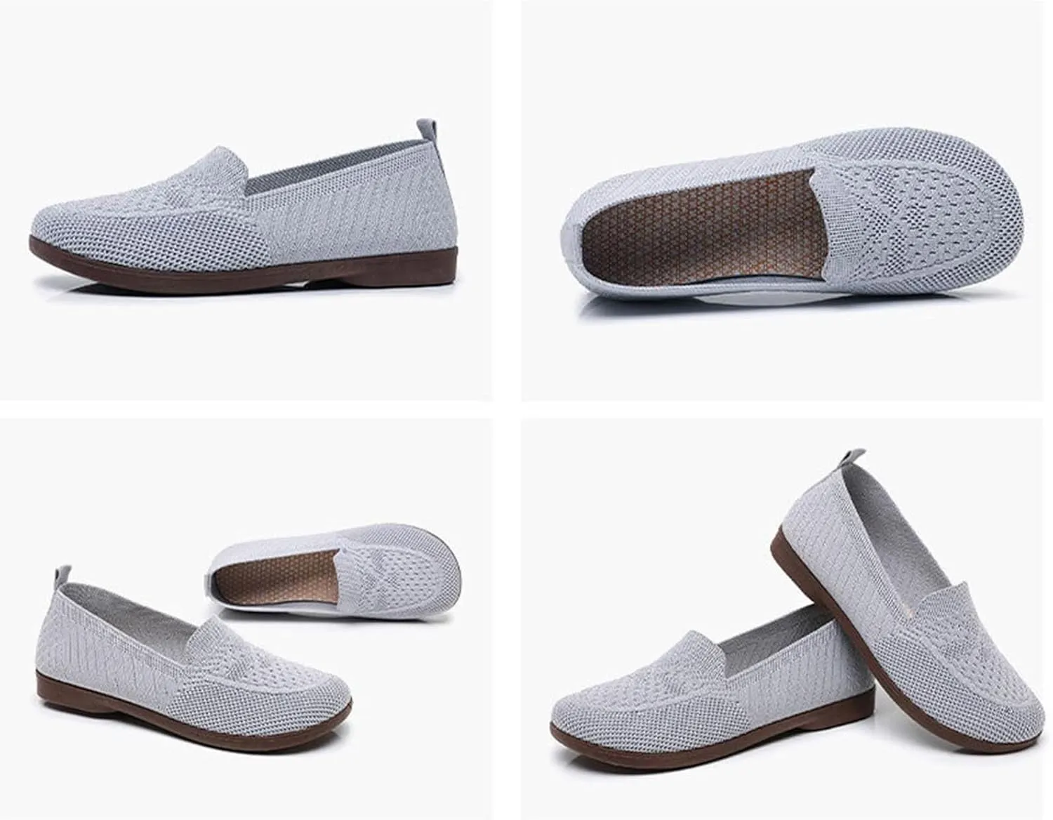 Women's Woven Orthopedic Breathable Soft Shoes Arch Support, Comfortable L𝐨w Heel Slip on Sneaker Mesh Anti Slip Sports Shoes