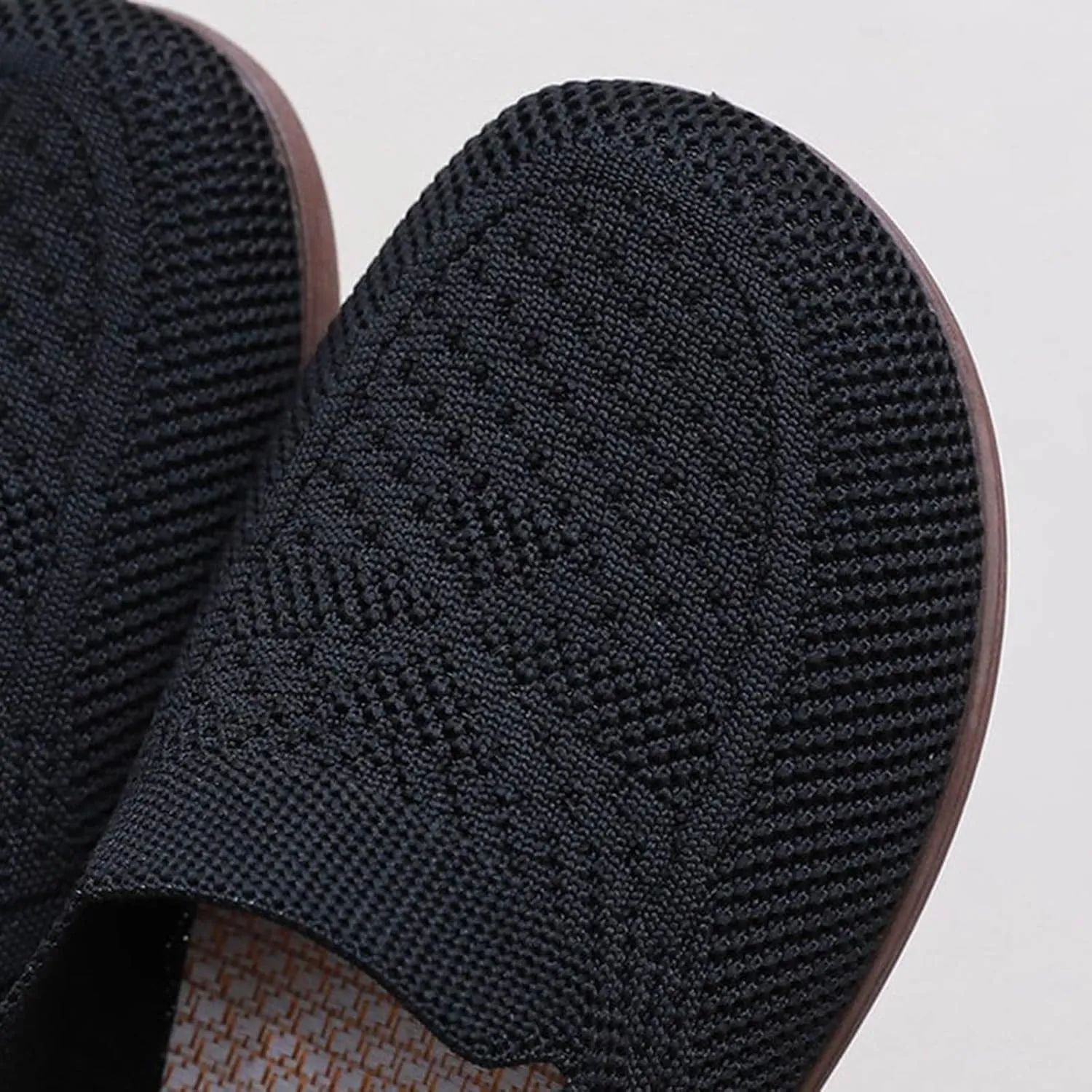 Women's Woven Orthopedic Breathable Soft Shoes Arch Support, Mesh Anti Slip Sports Shoes Comfortable Low Heel Slip on Sneaker