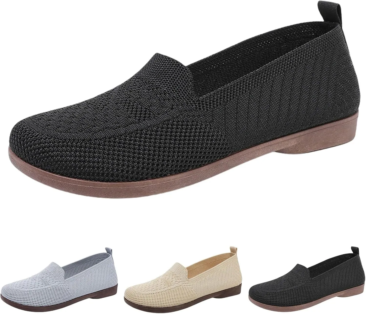 Women's Woven Orthopedic Breathable Soft Shoes Arch Support, Mesh Anti Slip Sports Shoes Comfortable Low Heel Slip on Sneaker