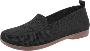Women's Woven Orthopedic Breathable Soft Shoes Arch Support, Mesh Anti Slip Sports Shoes Comfortable Low Heel Slip on Sneaker