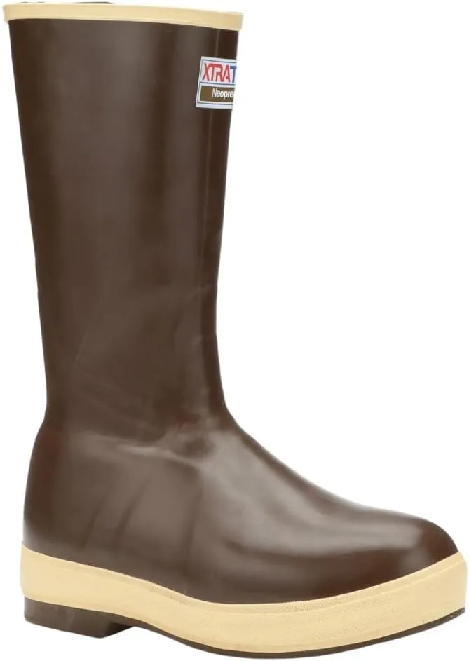 XTRATUF Mens Fishing Watertight Latex Neoprene Arch Support Slip Resistant Traction Legacy Boots, 15in Insulated - Plain Toe, Copper/Tan, 8