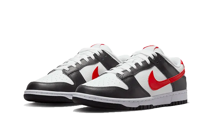 Dunk Low Black White Red Abrasion Resistant Upper