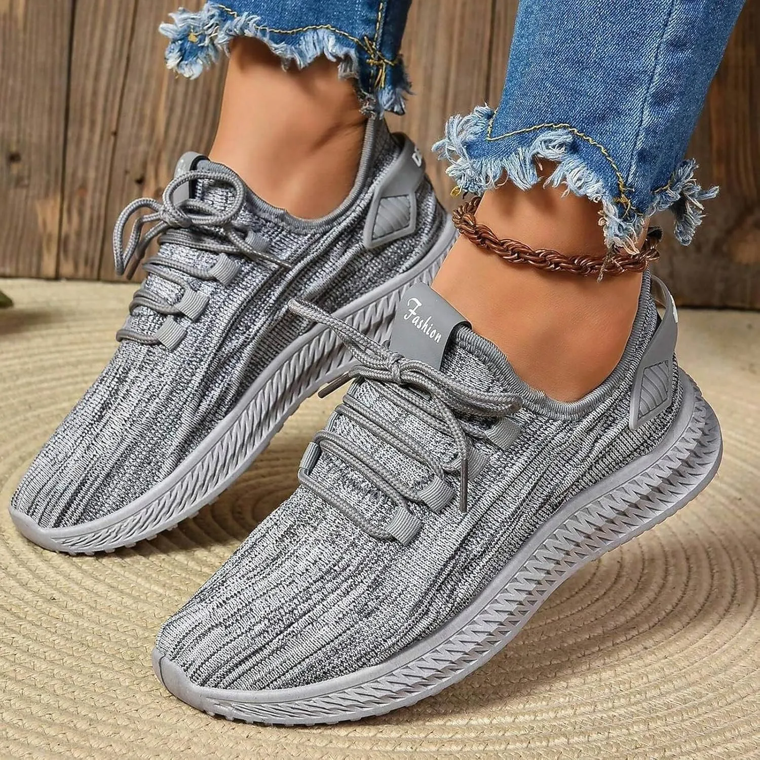 ZSpzx Orthopedic Walking Sneakers for Women Lace Up Air Cushioned Slip On Padded Insole Jogging Tennis Casual Shoes Comfortable Lightweight Padded Insole Footwear with Arch Support for Daily Wear