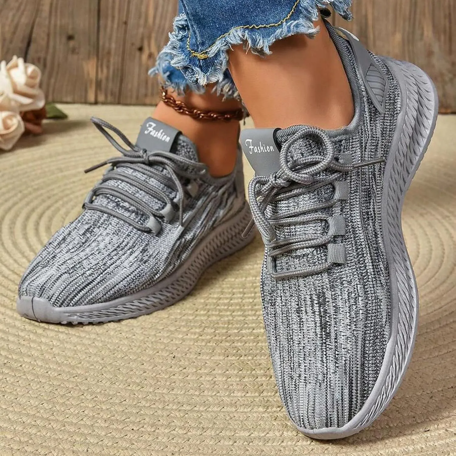ZSpzx Orthopedic Walking Sneakers for Women Lace Up Air Cushioned Slip On Padded Insole Jogging Tennis Casual Shoes Comfortable Lightweight Padded Insole Footwear with Arch Support for Daily Wear