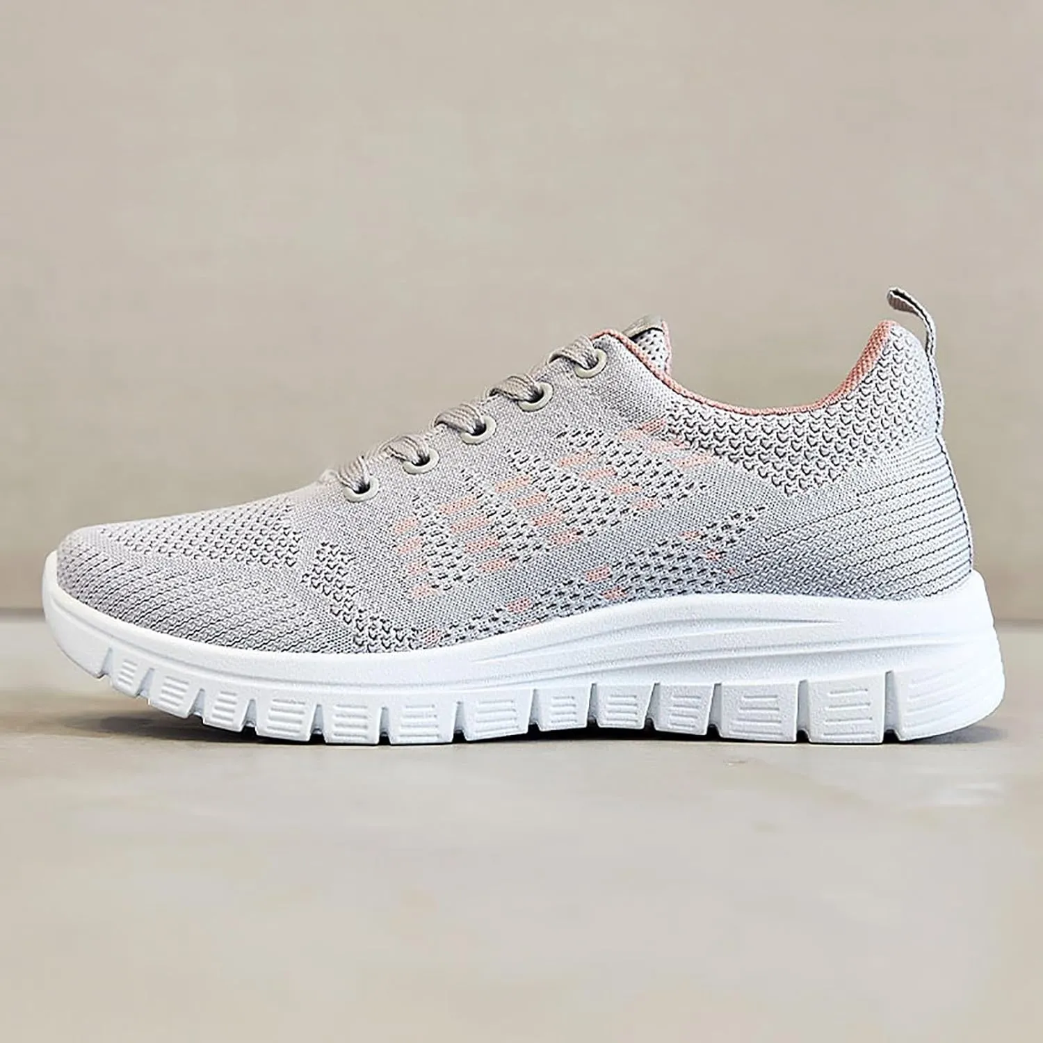 ZSpzx Summer Walking Shoes for Women Mesh Knit Breathable Running Sneakers Comfy Lightweight Non Slip Air Cushioned Daily Wear Arch Support Shoe Fashionable Mesh Ladies Casual Platform Footwear