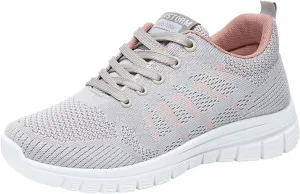 ZSpzx Summer Walking Shoes for Women Mesh Knit Breathable Running Sneakers Comfy Lightweight Non Slip Air Cushioned Daily Wear Arch Support Shoe Fashionable Mesh Ladies Casual Platform Footwear