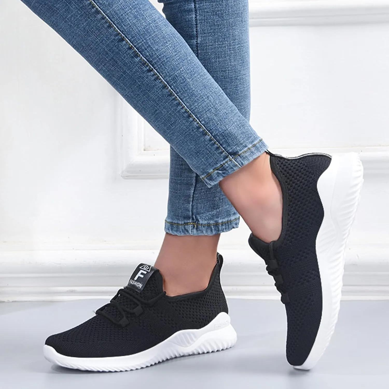 ZWRXW Orthopedic Shoes for Women Arch Support Diabetic Walking Shoes Comfortable Slip On Orthopedic Shoe Soft Air Cushion Sport Outdoor Hiking Running Tennis Sneakers Healthy Footwear